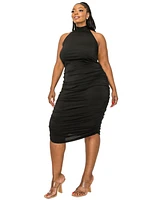 Plus Size Izzy Side Ruched Halter Neck Dress