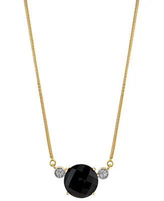 Onyx & Diamond Accent 16" Pendant Necklace in 14k Gold
