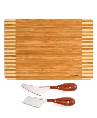 BergHOFF Bamboo 3 Piece Rectangular Two-Toned Board and Aaron Probyn Cheese Knives Set