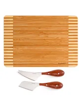 BergHOFF Bamboo 3 Piece Rectangular Two-Toned Board and Aaron Probyn Cheese Knives Set