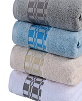 Superior Larissa Geometric Embroidered Jacquard Border Cotton -Pc. Bath Towel Set