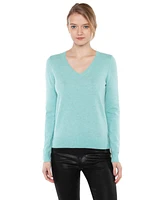 Jennie Liu Women's 100% Pure Cashmere Long Sleeve Pullover V Neck Sweater (8160, Lime, Large )