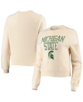 Women's Alternative Apparel Cream Distressed Michigan State Spartans Eco-Teddy Baby Champ Tri-Blend Sweatshirt