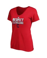 Women's Fanatics Red Cleveland Guardians 2020 Postseason Locker Room Plus Size V-Neck T-shirt