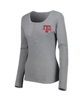 Women's Gray Texas A&M Aggies Harper Henley Long Sleeve T-shirt