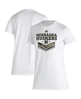 Women's adidas White Nebraska Huskers Military-Inspired Appreciation Aeroready T-shirt