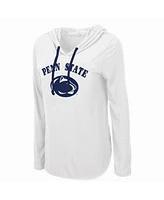 Women's Colosseum White Penn State Nittany Lions My Lover Lightweight Hooded Long Sleeve T-shirt