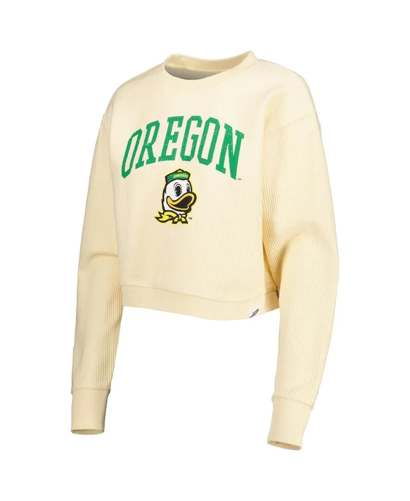 Women's League Collegiate Wear Cream Oregon Ducks Classic Campus Corded Timber Sweatshirt