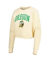 Women's League Collegiate Wear Cream Oregon Ducks Classic Campus Corded Timber Sweatshirt