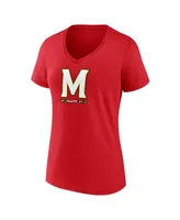 Women's Fanatics Red Maryland Terrapins Evergreen Logo V-Neck T-shirt