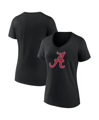 Women's Fanatics Black Alabama Crimson Tide Evergreen Logo V-Neck T-shirt