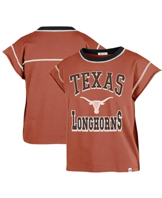 Women's '47 Brand Texas Orange Longhorns Sound Up Maya Cutoff T-shirt
