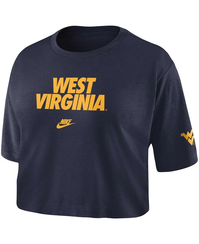 Women's Nike Navy West Virginia Mountaineers Wordmark Cropped T-shirt