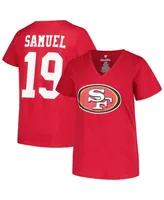 Women's Fanatics Deebo Samuel Scarlet San Francisco 49ers Plus Player Name and Number V-Neck T-shirt