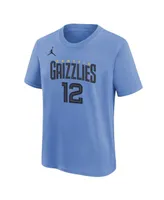 Big Boys Jordan Ja Morant Light Blue Memphis Grizzlies Statement Edition Name and Number Player T-shirt