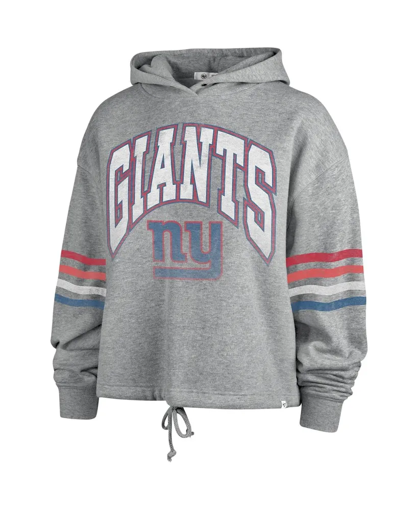 Women's '47 Brand Heather Gray Distressed New York Giants Upland Bennett Pullover Hoodie