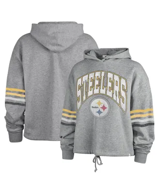 Women's '47 Brand Heather Gray Distressed Pittsburgh Steelers Upland Bennett Pullover Hoodie