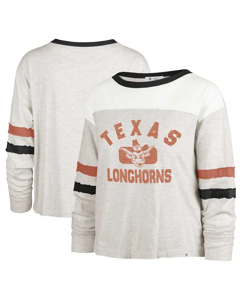 Women's '47 Brand Oatmeal Distressed Texas Longhorns Vault All Class Lena Long Sleeve T-shirt