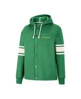 Women's Colosseum Green Oregon Ducks Mia Striped Full-Snap Hoodie Jacket