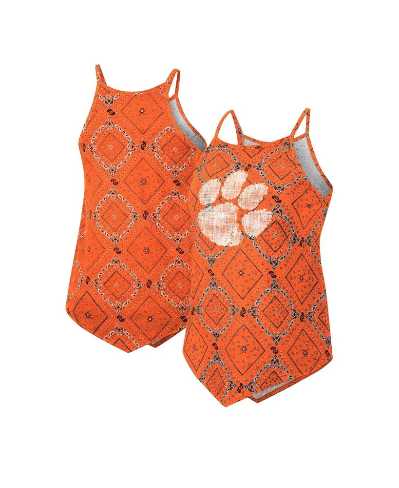 Women's Colosseum x Wrangler Orange Distressed Clemson Tigers Bandana Tank Top