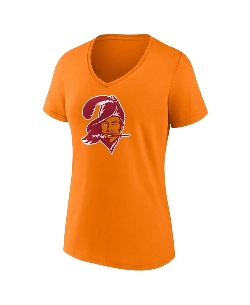 Women's Fanatics Tom Brady Orange Tampa Bay Buccaneers Throwback Player Icon Name and Number T-shirt