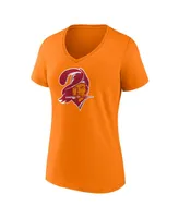 Women's Fanatics Tom Brady Orange Tampa Bay Buccaneers Throwback Player Icon Name and Number T-shirt