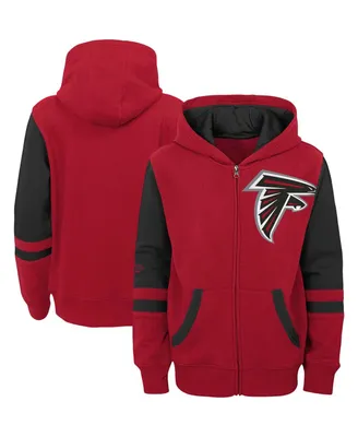 Big Boys Red Atlanta Falcons Colorblock Full-Zip Hoodie