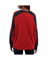 Women's G-iii 4Her by Carl Banks Ash, Scarlet Nebraska Huskers Smash Oversized Long Sleeve T-shirt