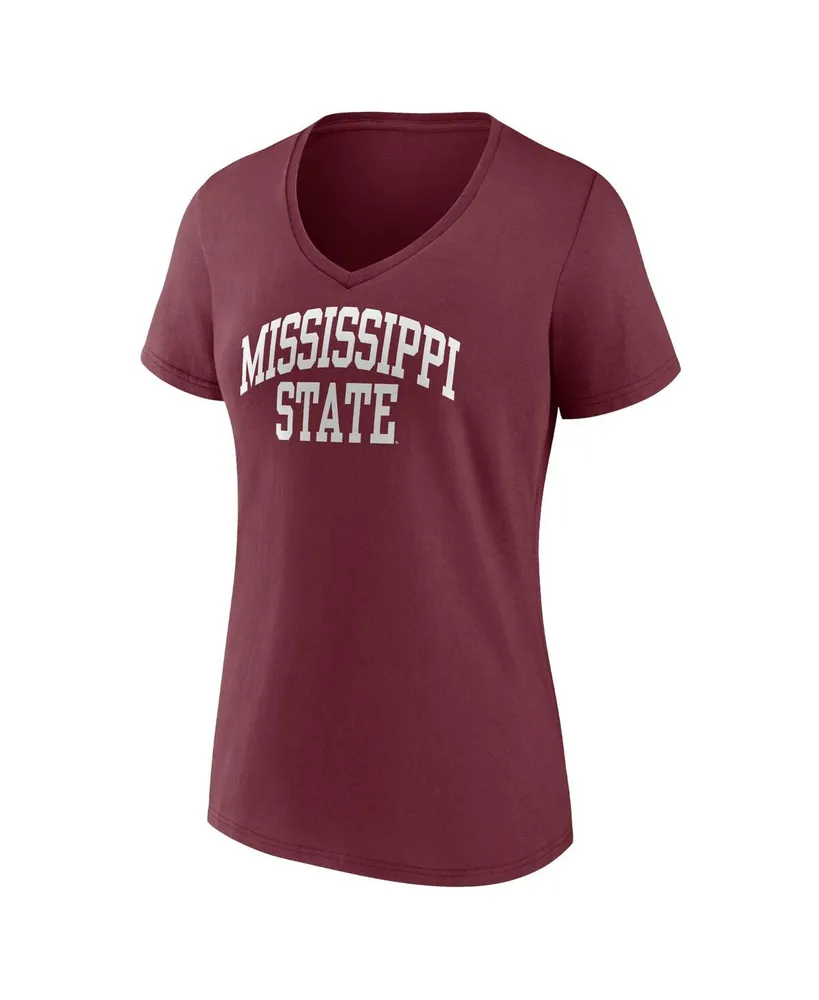 Women's Fanatics Maroon Mississippi State Bulldogs Basic Arch V-Neck T-shirt