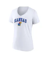 Women's Fanatics White Kansas Jayhawks Evergreen Campus V-Neck T-shirt