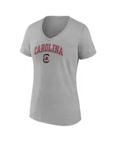 Women's Fanatics Heather Gray South Carolina Gamecocks Evergreen Campus V-Neck T-shirt