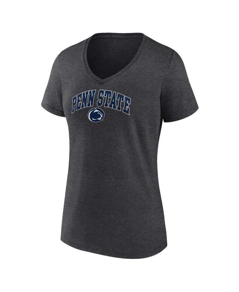 Women's Fanatics Heather Charcoal Penn State Nittany Lions Evergreen Campus V-Neck T-shirt