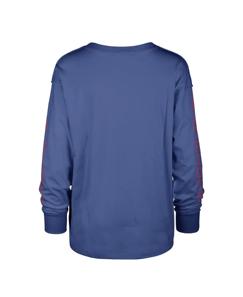 Women's '47 Brand Royal Distressed New England Patriots Tom Cat Long Sleeve T-shirt