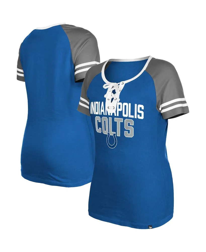 Women's New Era Royal Indianapolis Colts Raglan Lace-Up T-shirt