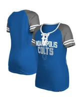 Women's New Era Royal Indianapolis Colts Raglan Lace-Up T-shirt