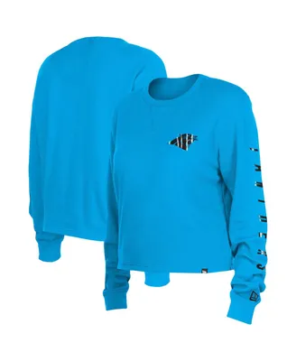 Women's New Era Blue Carolina Panthers Thermal Crop Long Sleeve T-shirt