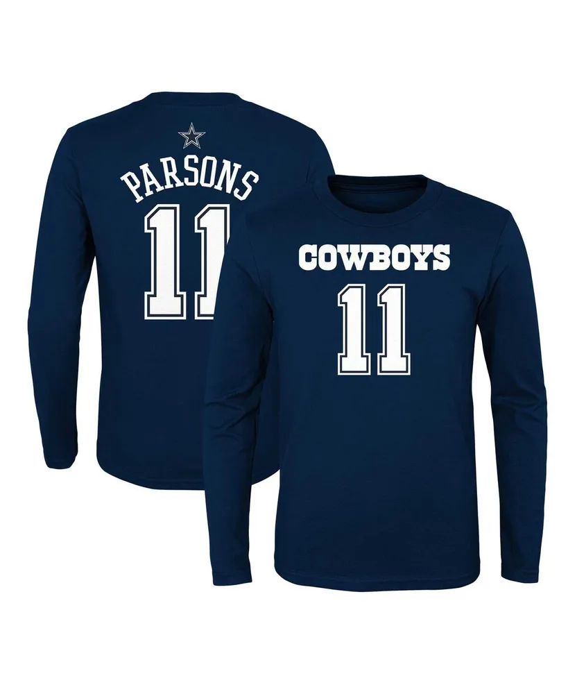 Big Boys Micah Parsons Navy Dallas Cowboys Mainliner Player Name and Number Long Sleeve T-shirt