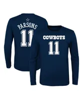 Big Boys Micah Parsons Navy Dallas Cowboys Mainliner Player Name and Number Long Sleeve T-shirt
