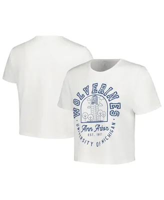 Women's ZooZatz White Michigan Wolverines Local Crop T-shirt