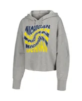 Women's ZooZatz Gray Michigan Wolverines Swirl Cropped Pullover Hoodie