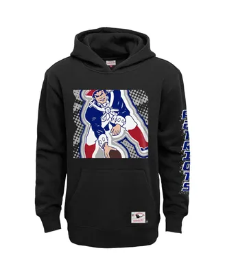 Big Boys Mitchell & Ness Black New England Patriots Big Face 7.0 Pullover Hoodie