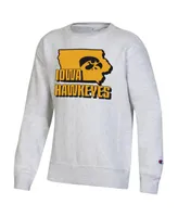 Big Boys Champion Heather Gray Iowa Hawkeyes Reverse Weave Pullover Sweatshirt