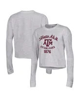 Women's Champion Gray Texas A&M Aggies Boyfriend Cropped Long Sleeve T-shirt