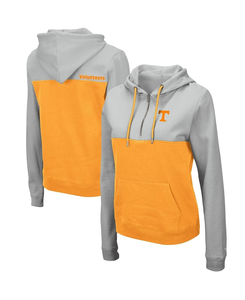 Women's Colosseum Gray, Tennessee Orange Tennessee Volunteers Aidan Lightweight Quarter-Zip Hoodie