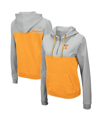 Women's Colosseum Gray, Tennessee Orange Tennessee Volunteers Aidan Lightweight Quarter-Zip Hoodie