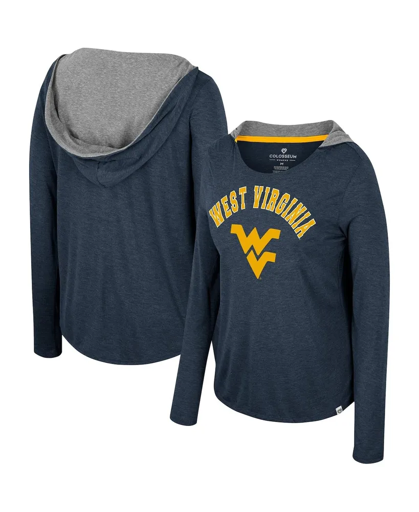 Women's Colosseum Navy West Virginia Mountaineers Distressed Heather Long Sleeve Hoodie T-shirt