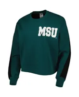 Women's Gameday Couture Green Michigan State Spartans Back To Reality Colorblock Pullover Sweatshirt