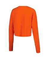Women's ZooZatz Orange Clemson Tigers Arch Cropped Drop Shoulder Long Sleeve T-shirt