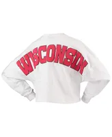 Women's White Wisconsin Badgers Laurels Crop Long Sleeve T-shirt