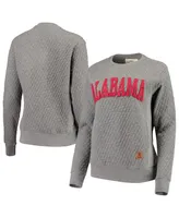 Women's Pressbox Heather Charcoal Alabama Crimson Tide Moose Quilted Pullover Sweatshirt